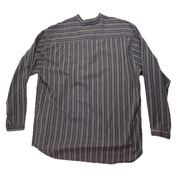 Wah Maker Mens XL Frontier Shirt BluePurpleBrown Striped Long Sleeve RoundCollar - Picture 2 of 6
